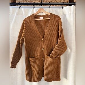Isabel Maternity Brown Ribbed Cardigan Sweater - M